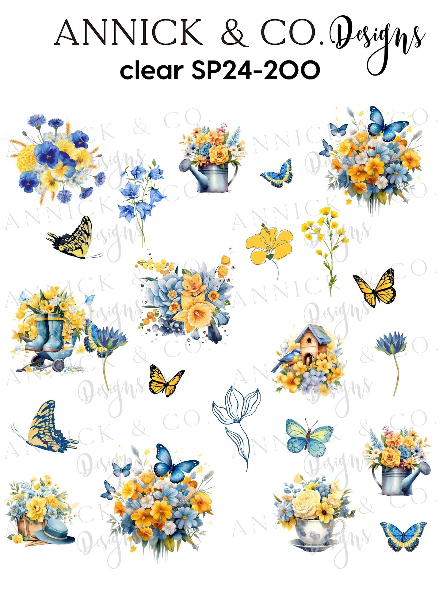 Cute birds and butterflies Spring Floral Nail Decals, Flower Nail Art Stickers, Easy DIY Manicure for Gel & Natural Nails