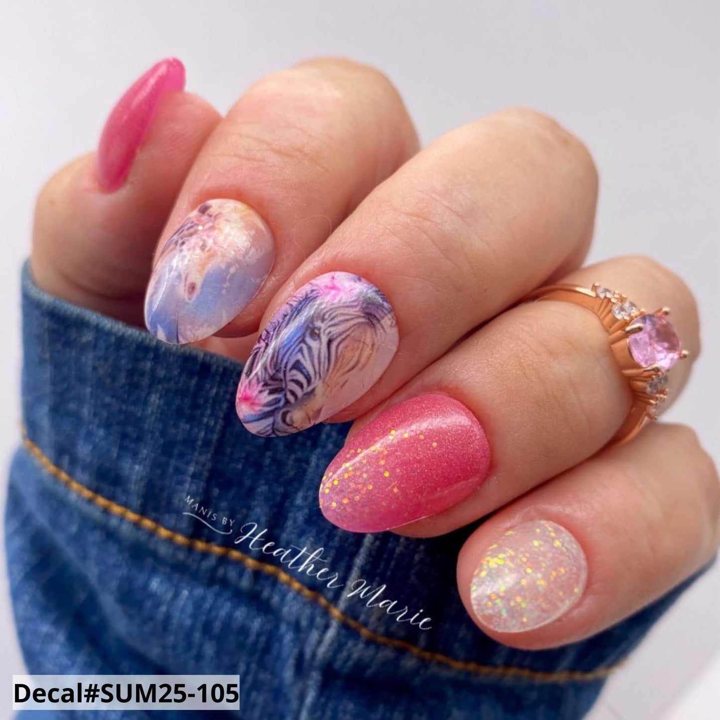 Forest and jungle animals in full bloom waterslide decals for nails