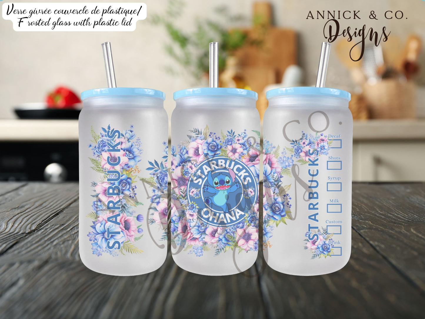 Stitch Starbucks 16oz Iced Coffee Glass/Tumbler