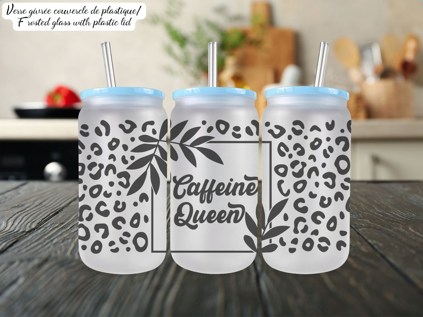 Caffeine Queen libbey glass can www.annickco.ca