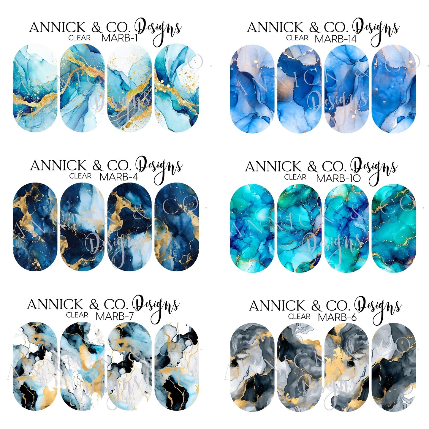 Alcohol ink effect nails decals www.annickco.ca