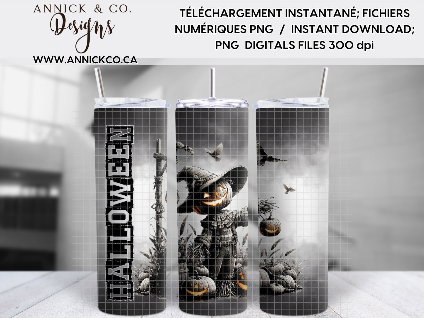 Halloween Épouvantail 20oz - Fichier numérique PNG