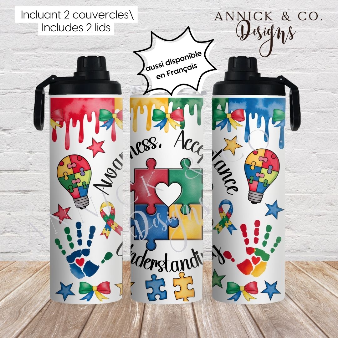 Autism awarness 20oz 2in1 Sports Bottle/tumbler
