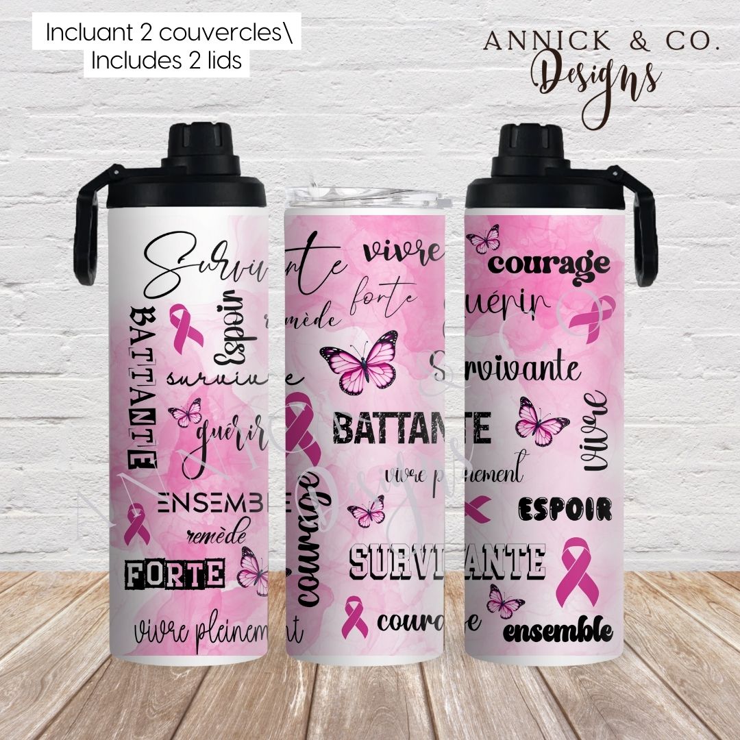 Breast Cancer 20oz 2in1 Sports Bottle/tumbler