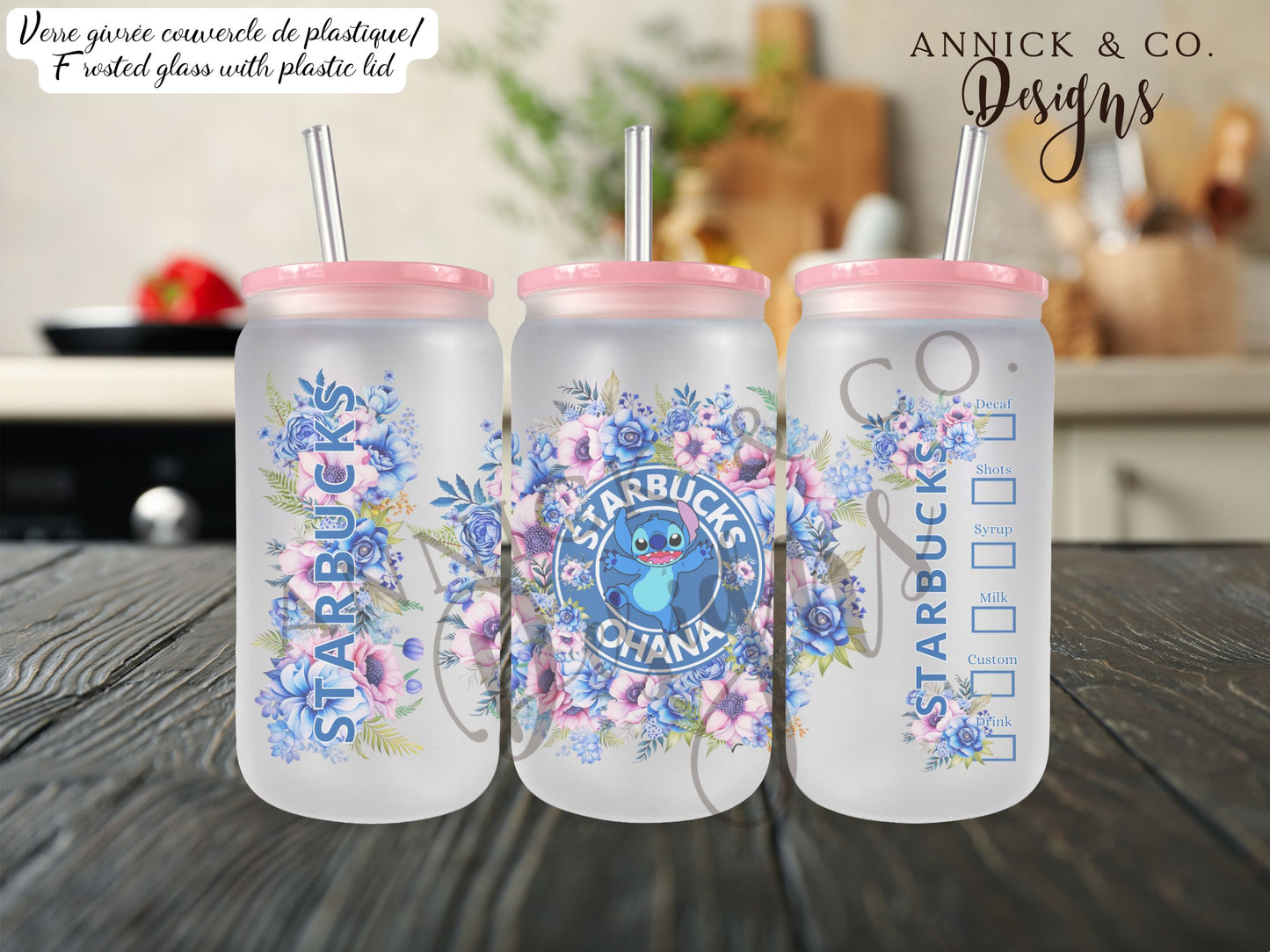 Stitch Starbucks 16oz Iced Coffee Glass/Tumbler