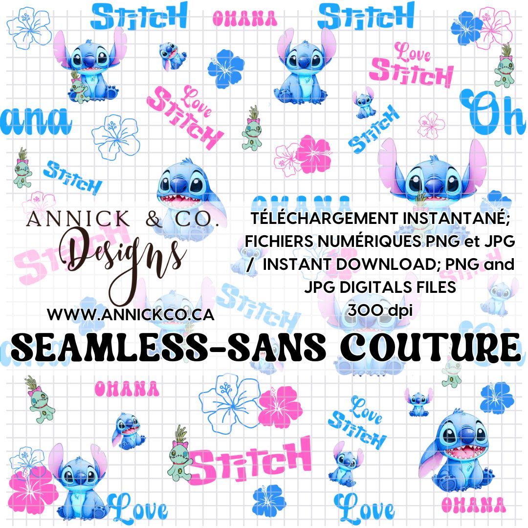 Stitch OHANA- SEAMLESS PNG Digital File