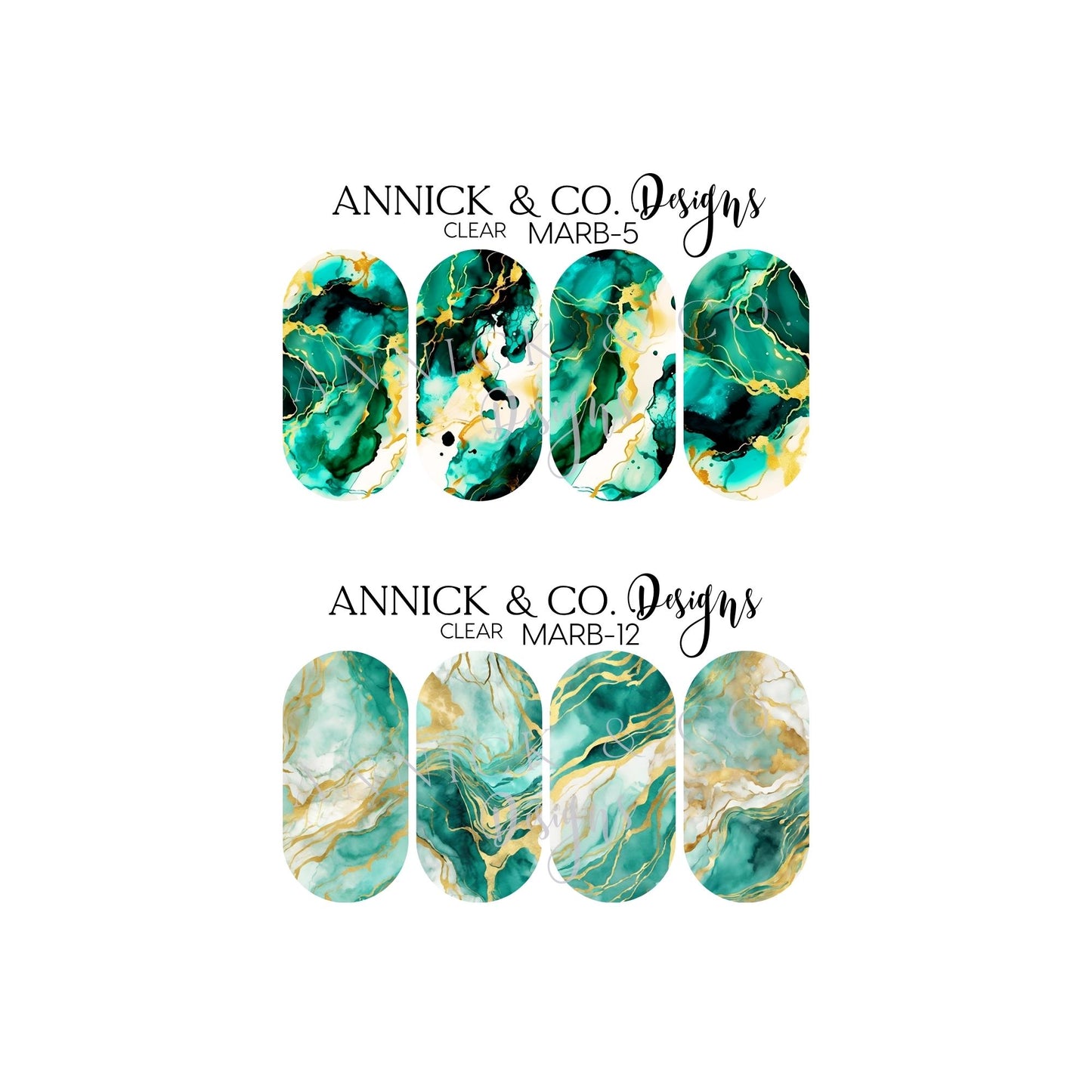 Alcohol ink effect nails decals www.annickco.ca