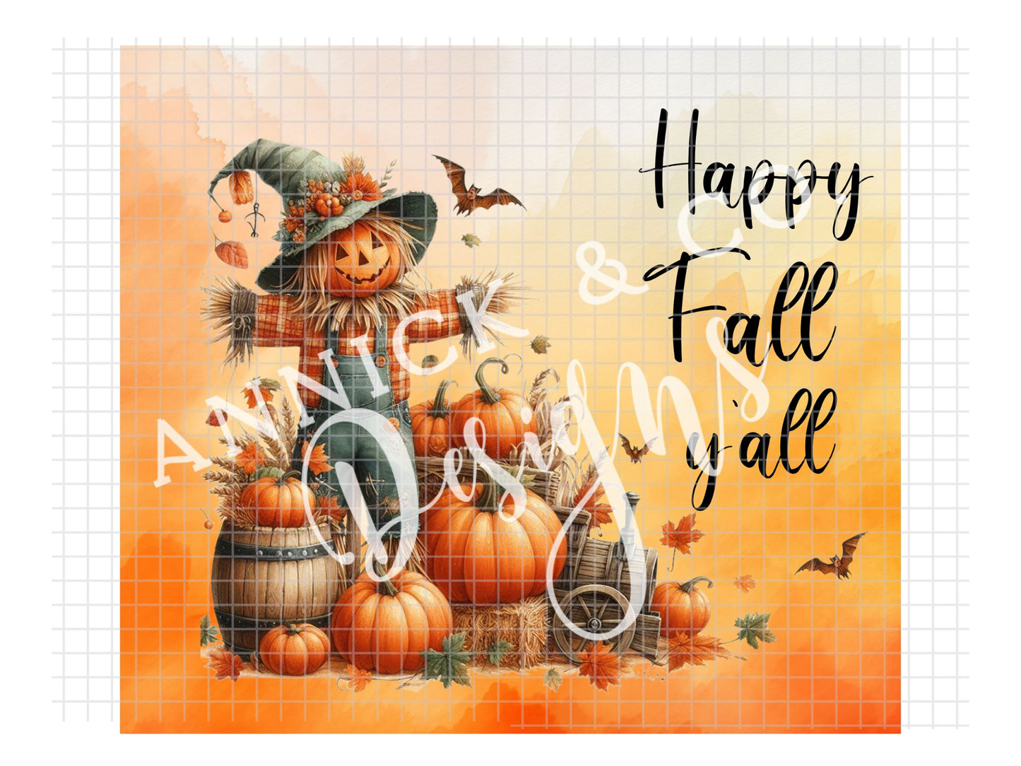 Happy fall y'all Scarecrow 20oz - PNG Digital File