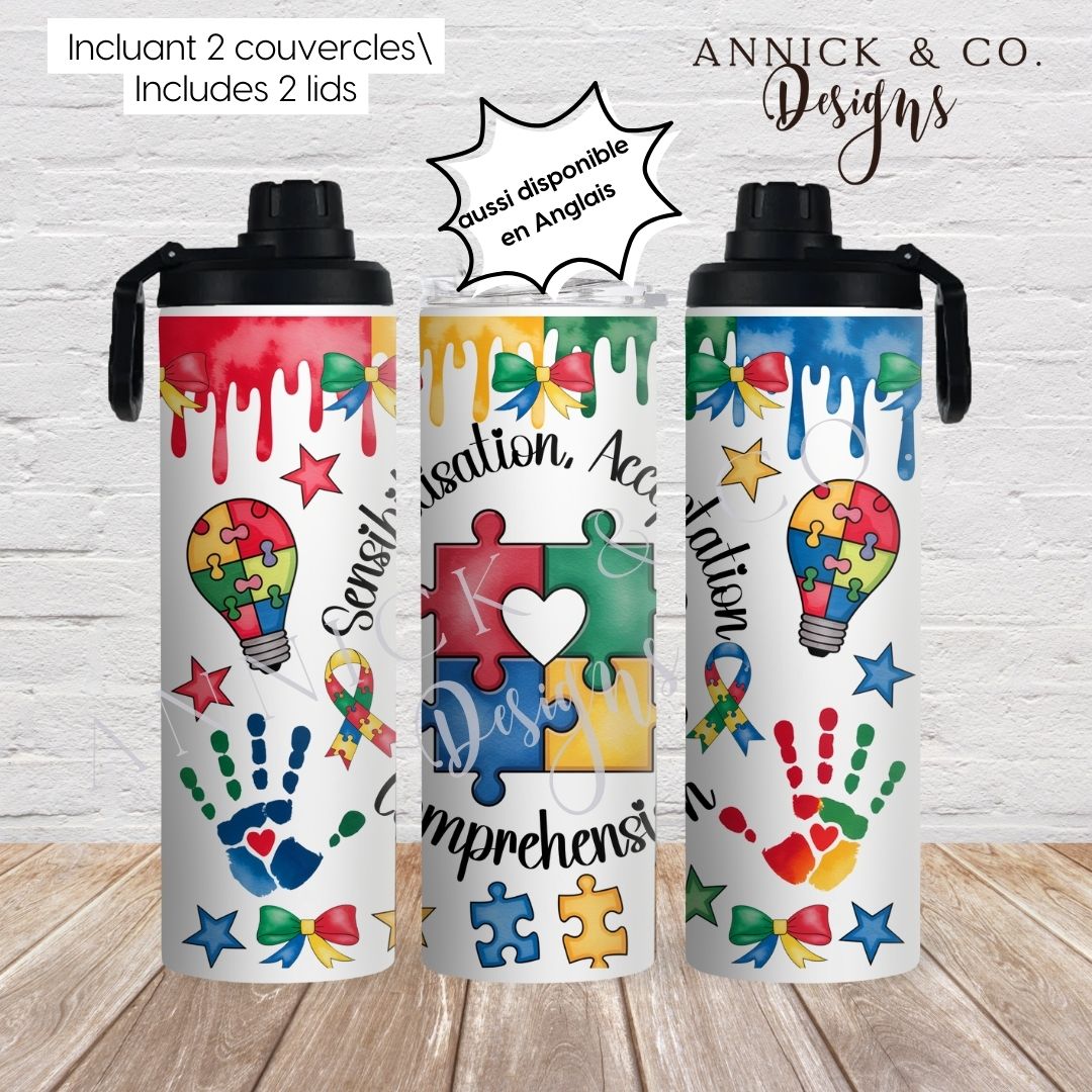 Autism awarness 20oz 2in1 Sports Bottle/tumbler