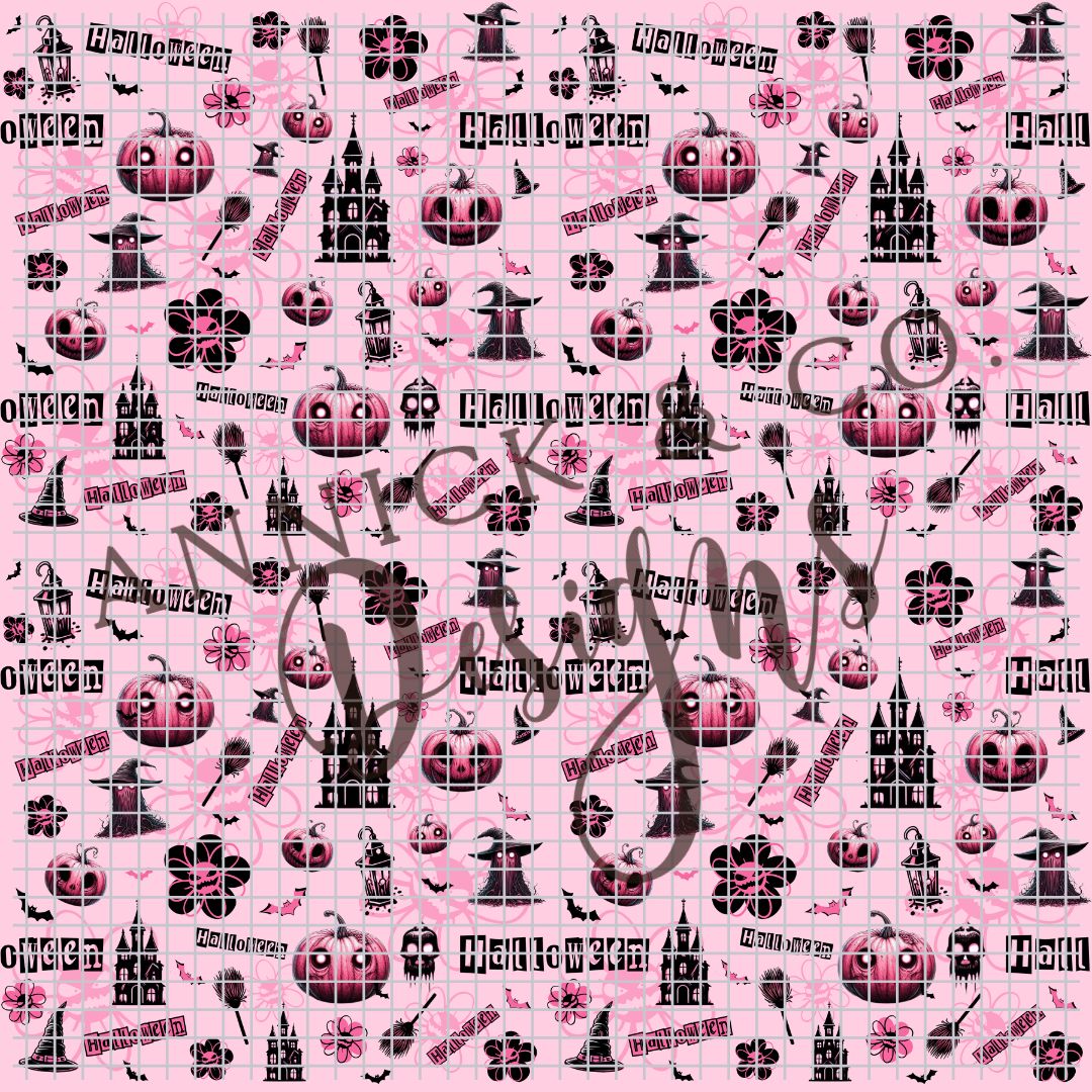 PINK PUMPKINS HALLOWEEN- SEAMLESS PNG Digital File