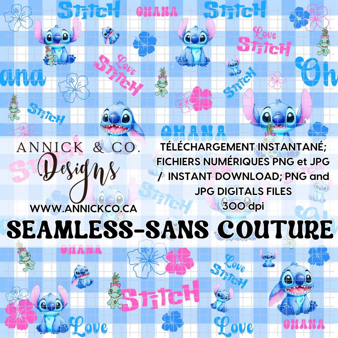 Stitch OHANA- SEAMLESS PNG Digital File