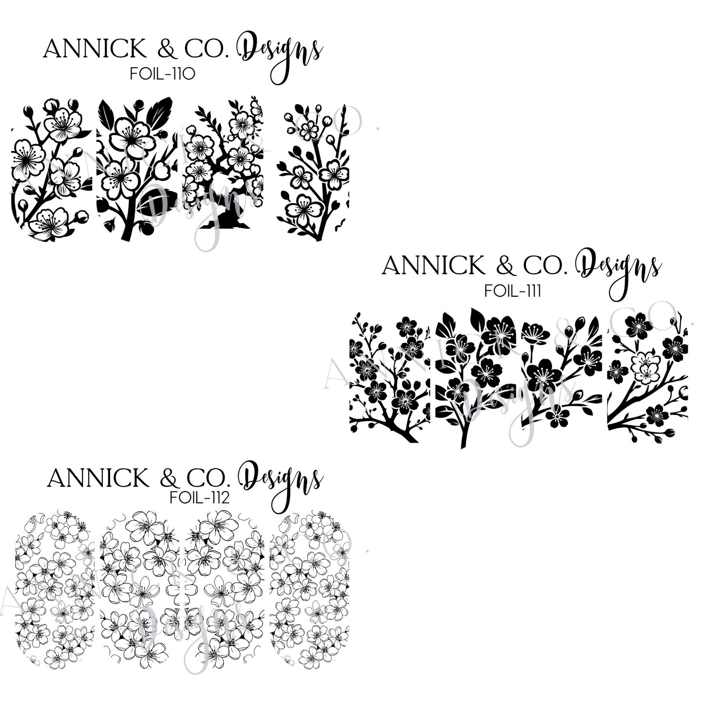 FOIL (CHOICE OF COLORS) Cherry blossom Nail Decals