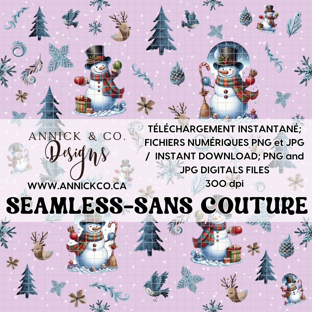 BOHO pink Christmas gnomes- SEAMLESS PNG Digital File