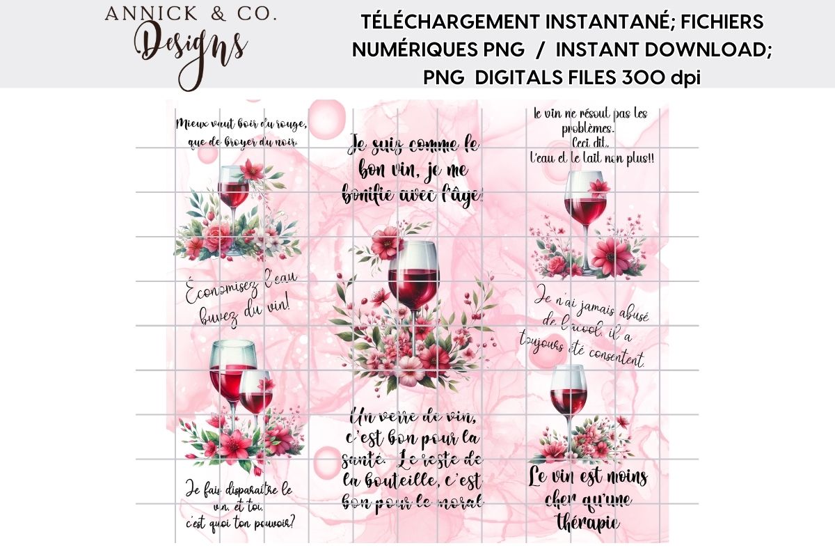 Quotes about Wine French or English wrap 20oz - PNG digital file
