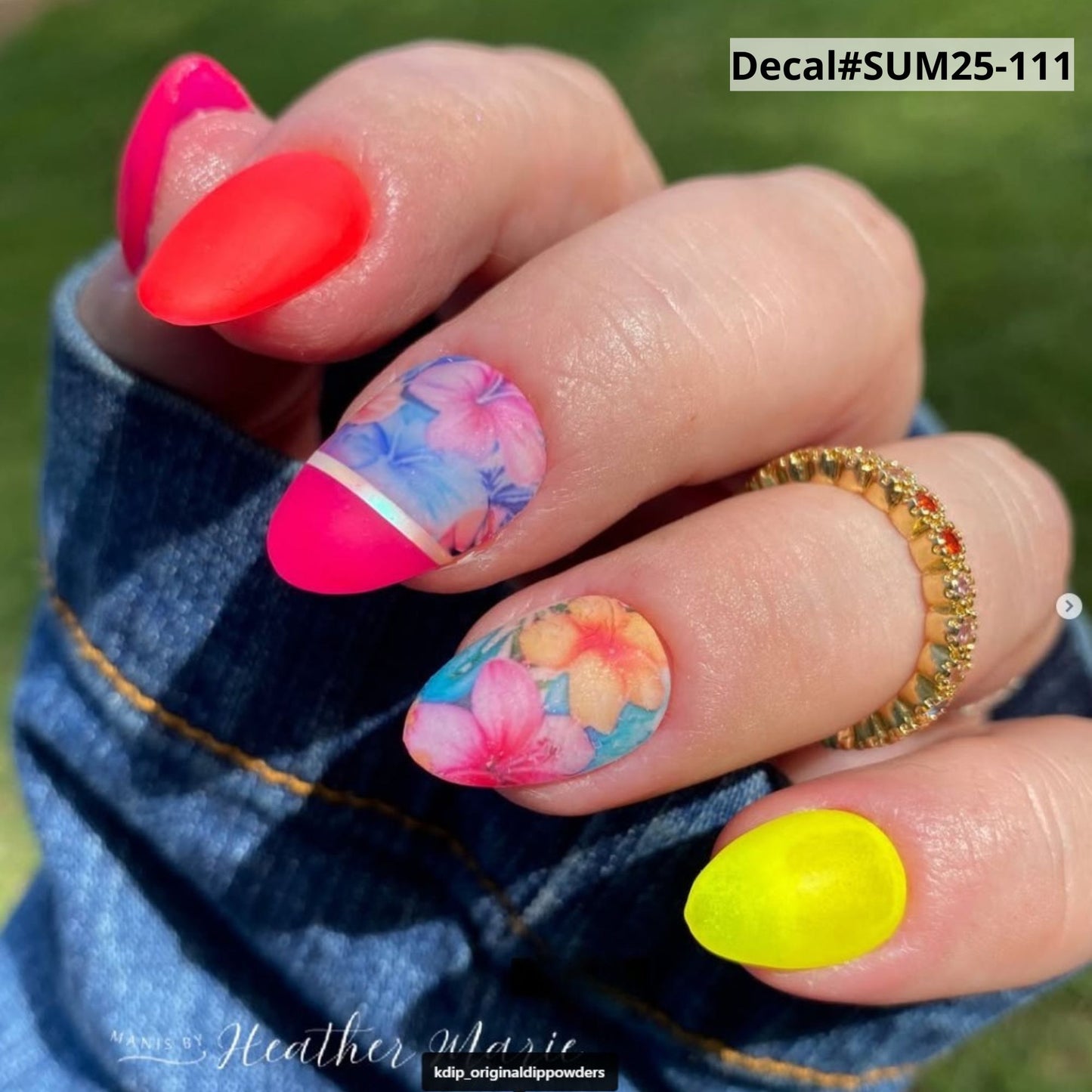 Hibiscus and Pink Flamingo waterslide decals for nails