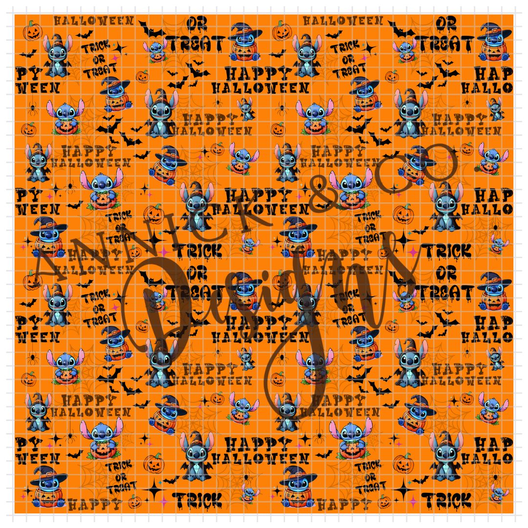 Stitch Happy Halloween- SEAMLESS PNG Digital File