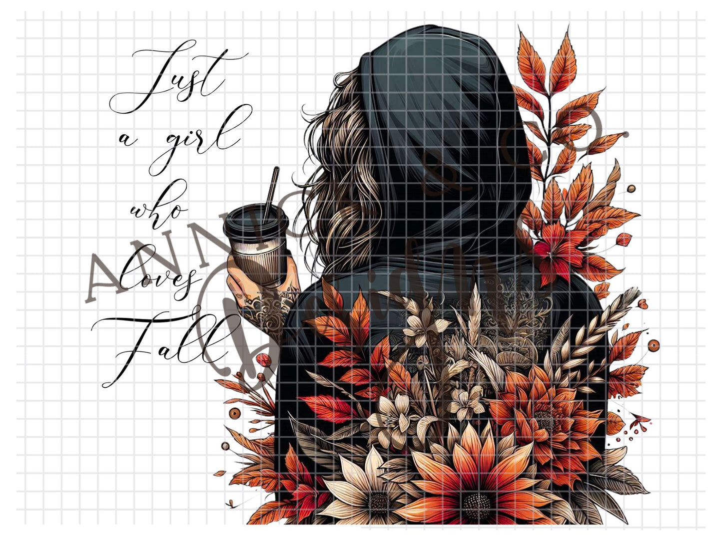 Gobelet Fille d'automne 20oz wrap- Fichier numérique PNG