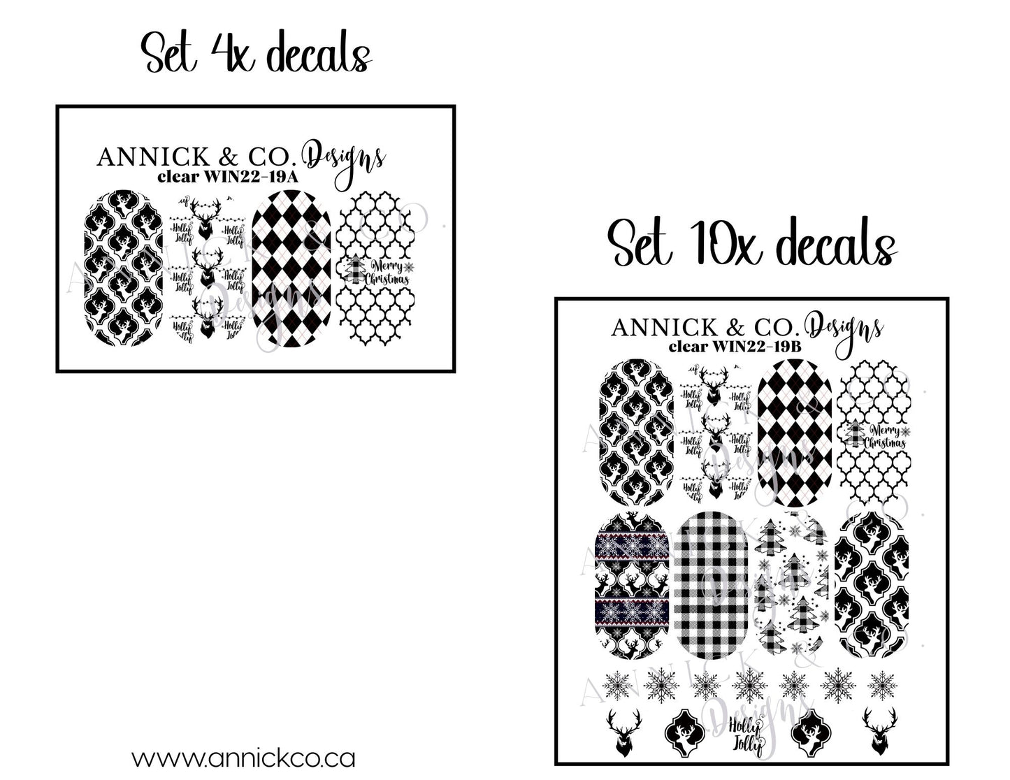 Décalques à transfert d'eau pour ongles Hiver et Noël