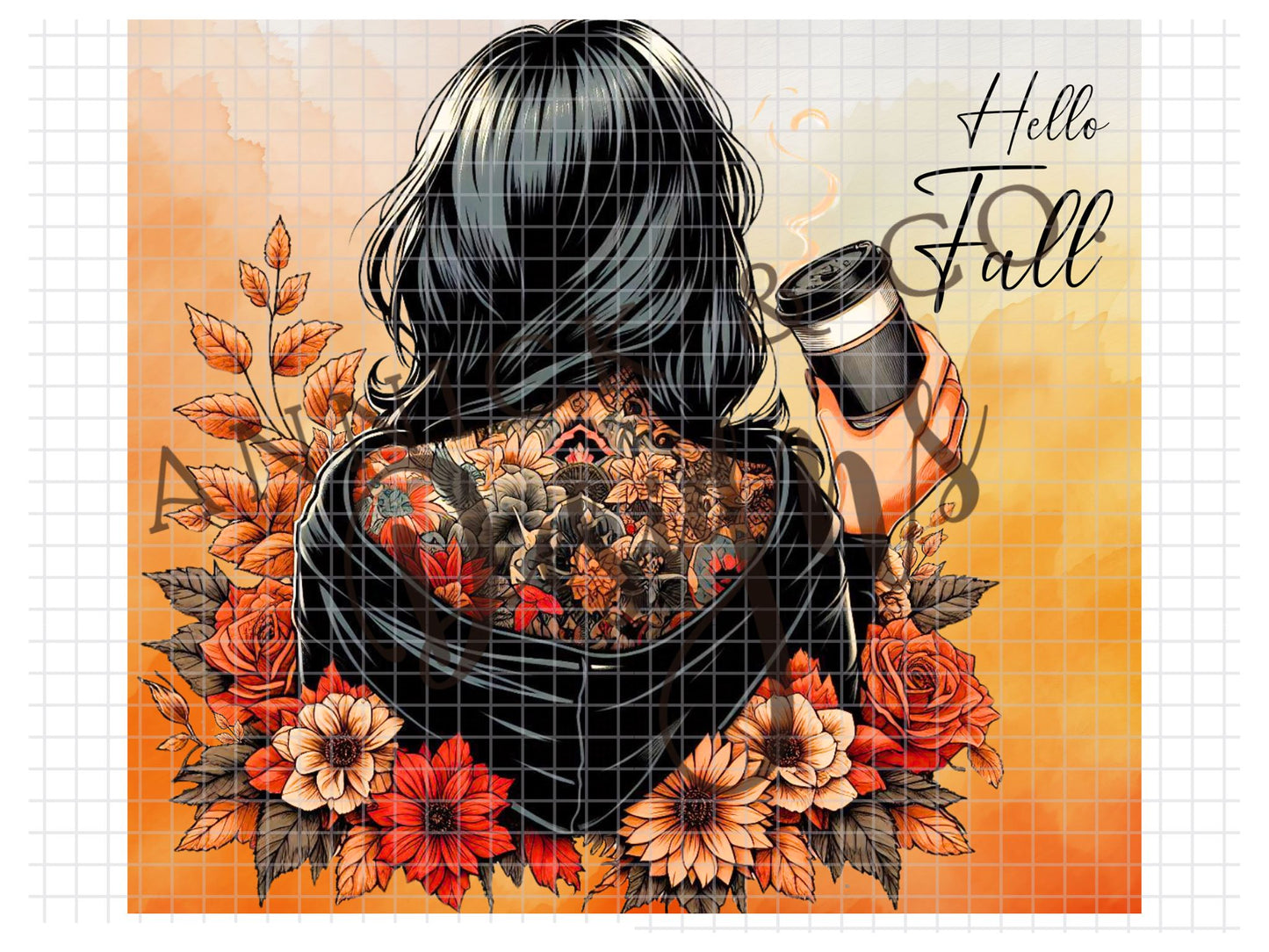Gobelet Fille d'automne 20oz wrap- Fichier numérique PNG