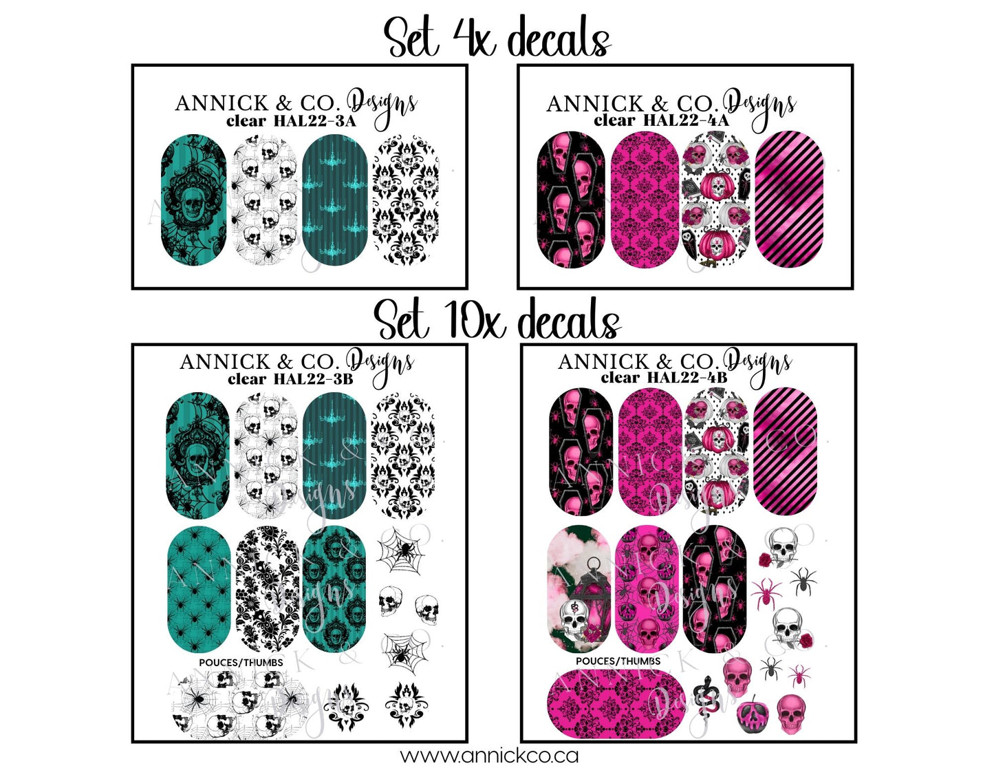 Décalques à transfert d'eau pour ongles halloween gothique