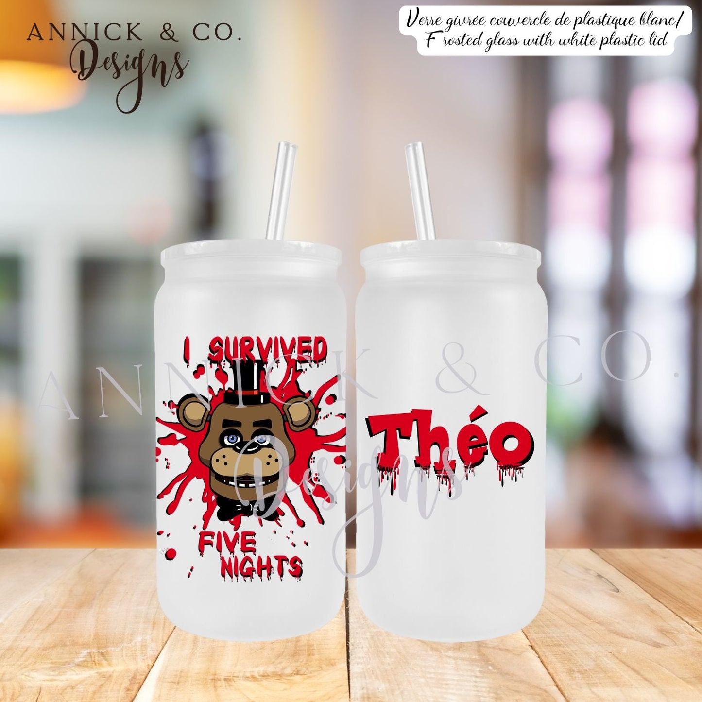 Customazible 5 Nights at Freddy's 16oz Iced Coffee Tumbler or 15oz Mug