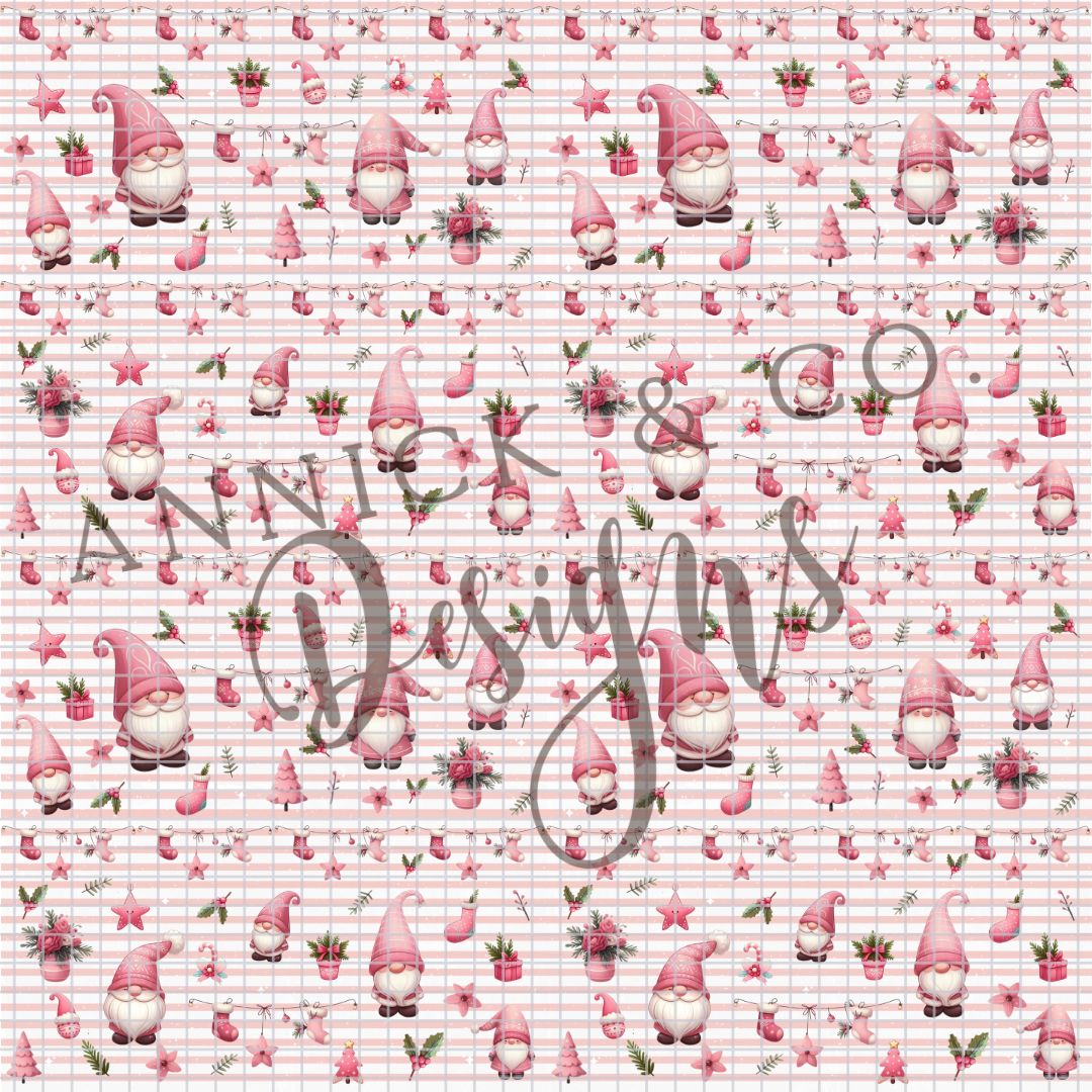 BOHO pink Christmas gnomes- SEAMLESS PNG Digital File