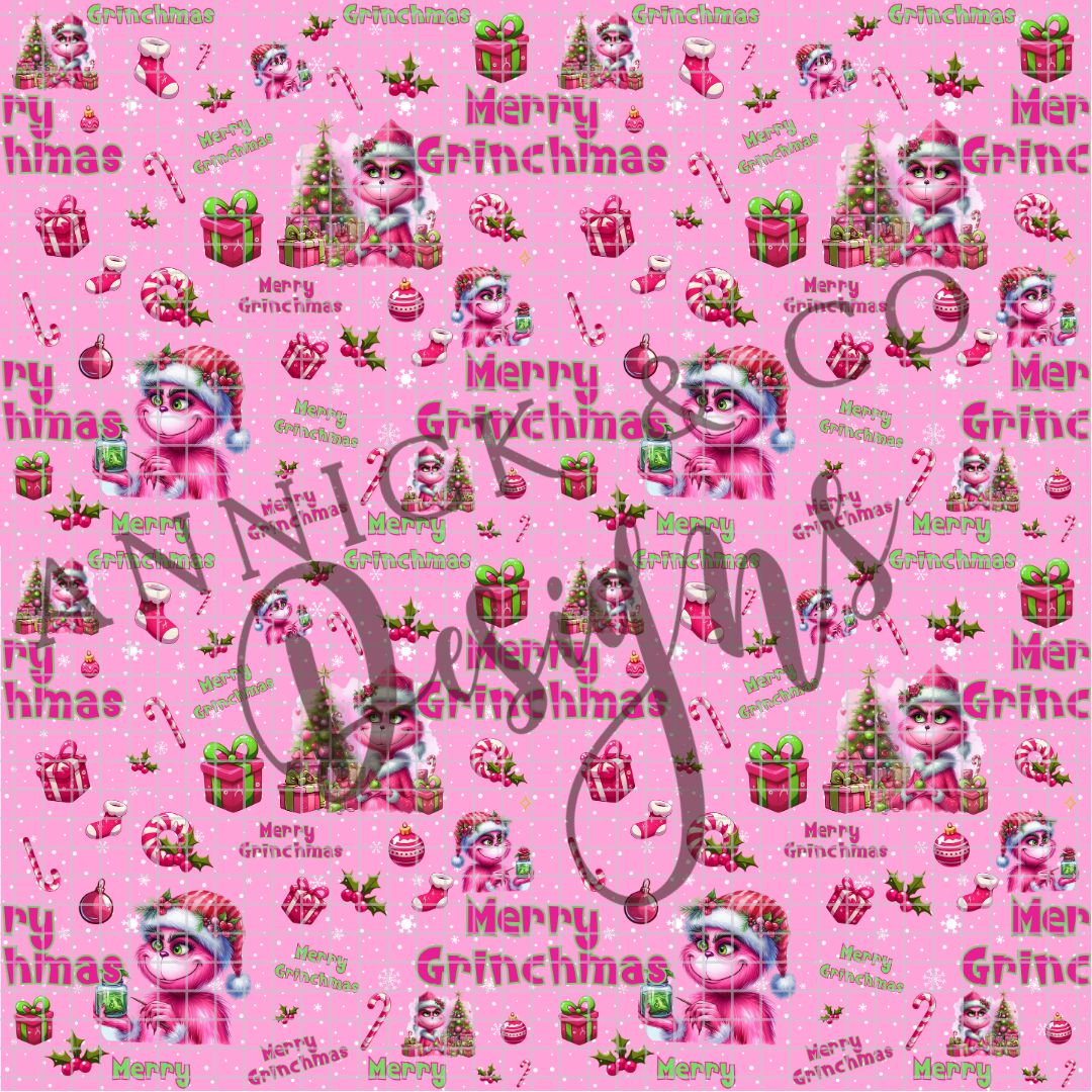MERRY GRINCHMAS PINK- SEAMLESS PNG Digital File