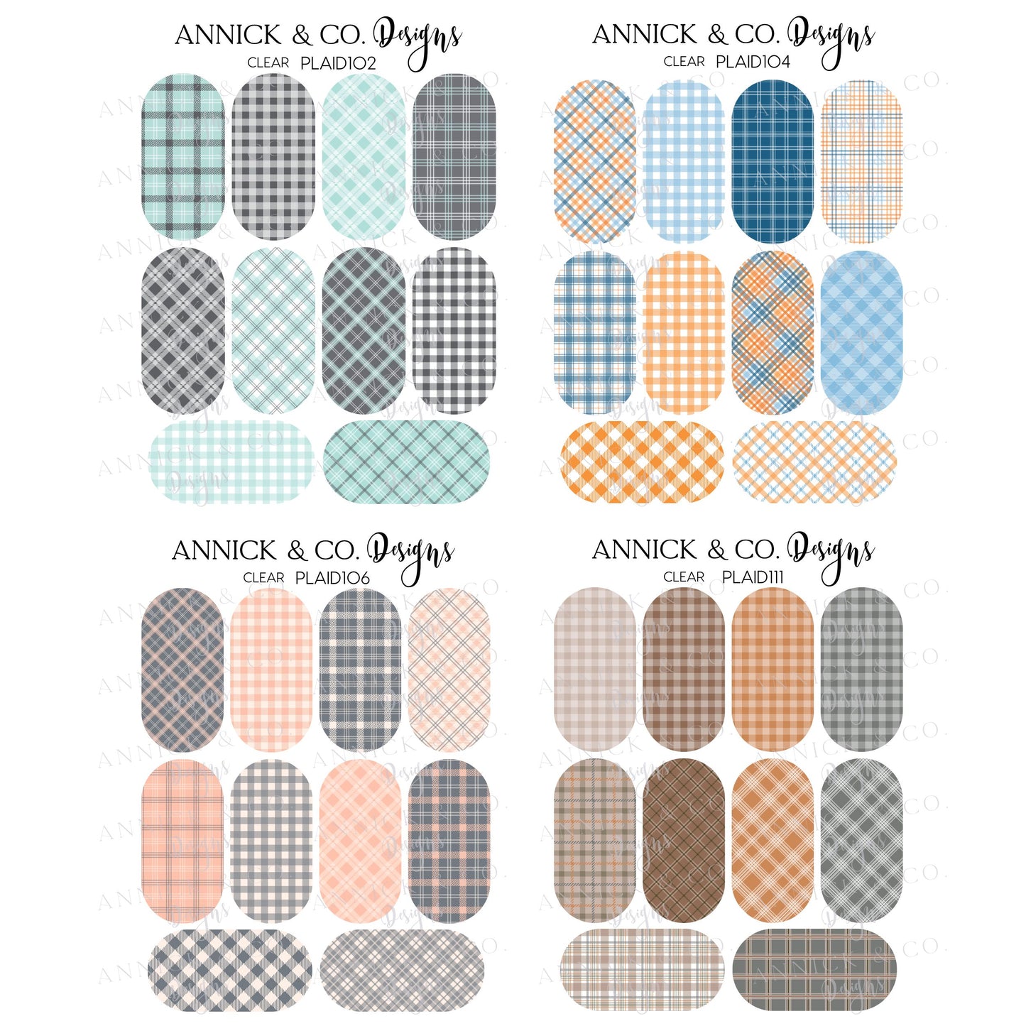 PLAID Water Transfer Nail Decals