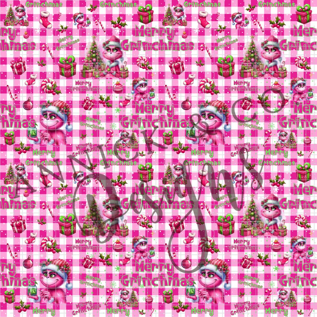 MERRY GRINCHMAS PINK- SEAMLESS PNG Digital File