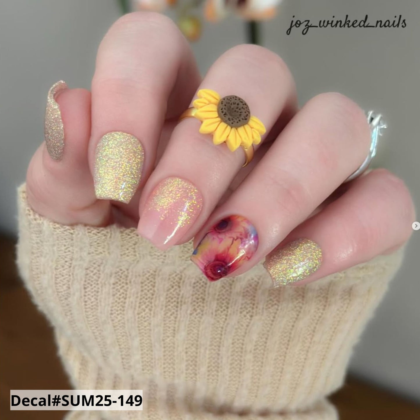 Nail decal bright summer beaches and flowers