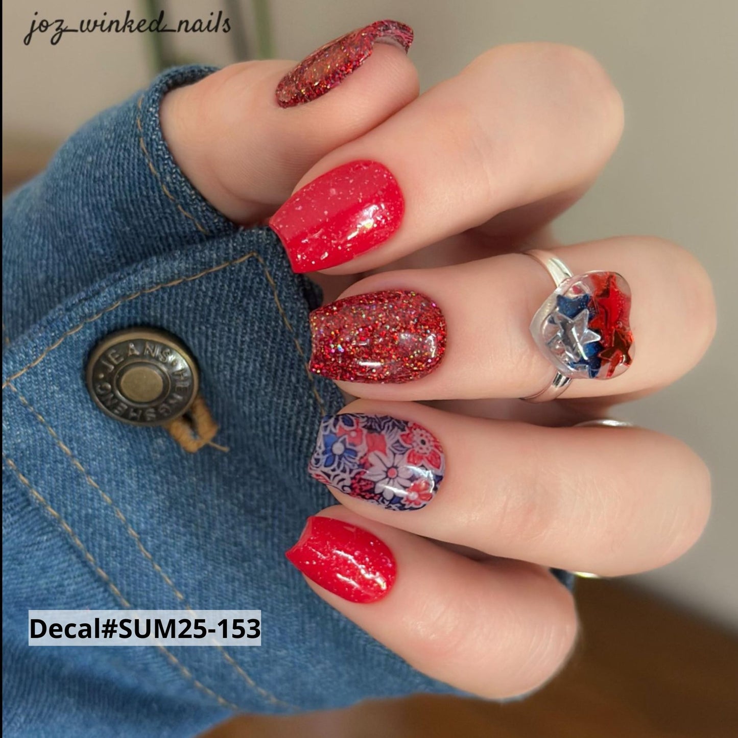 Nail decal bright summer flowers
