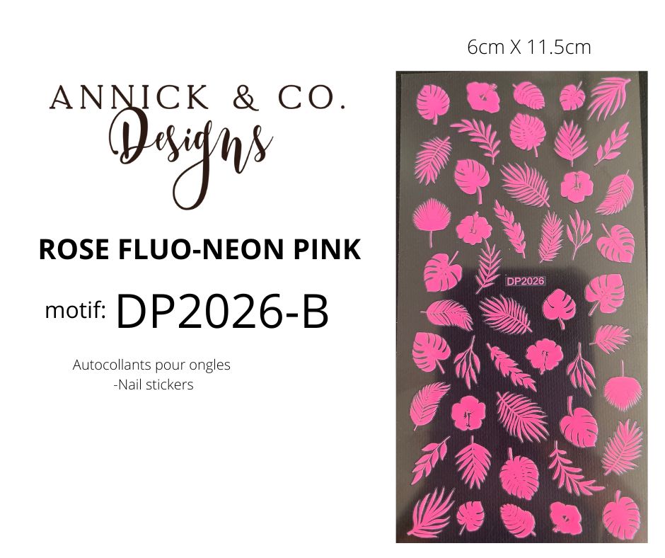 Neon Tropical Leafs and flowers nails stickers