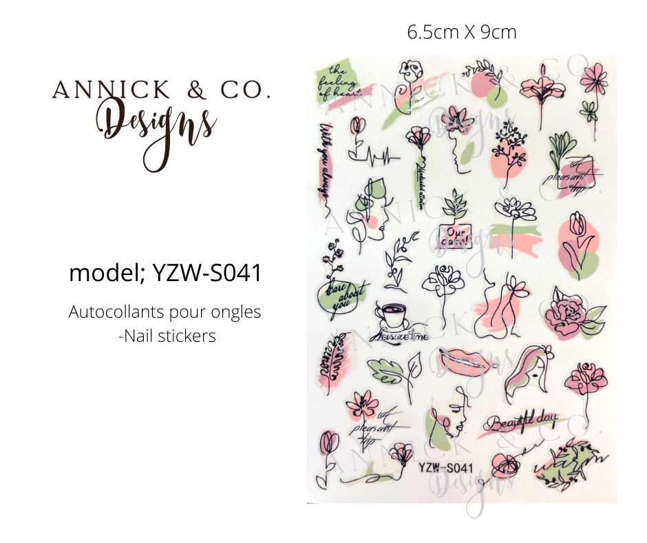 Abstracts flowers nails stickers