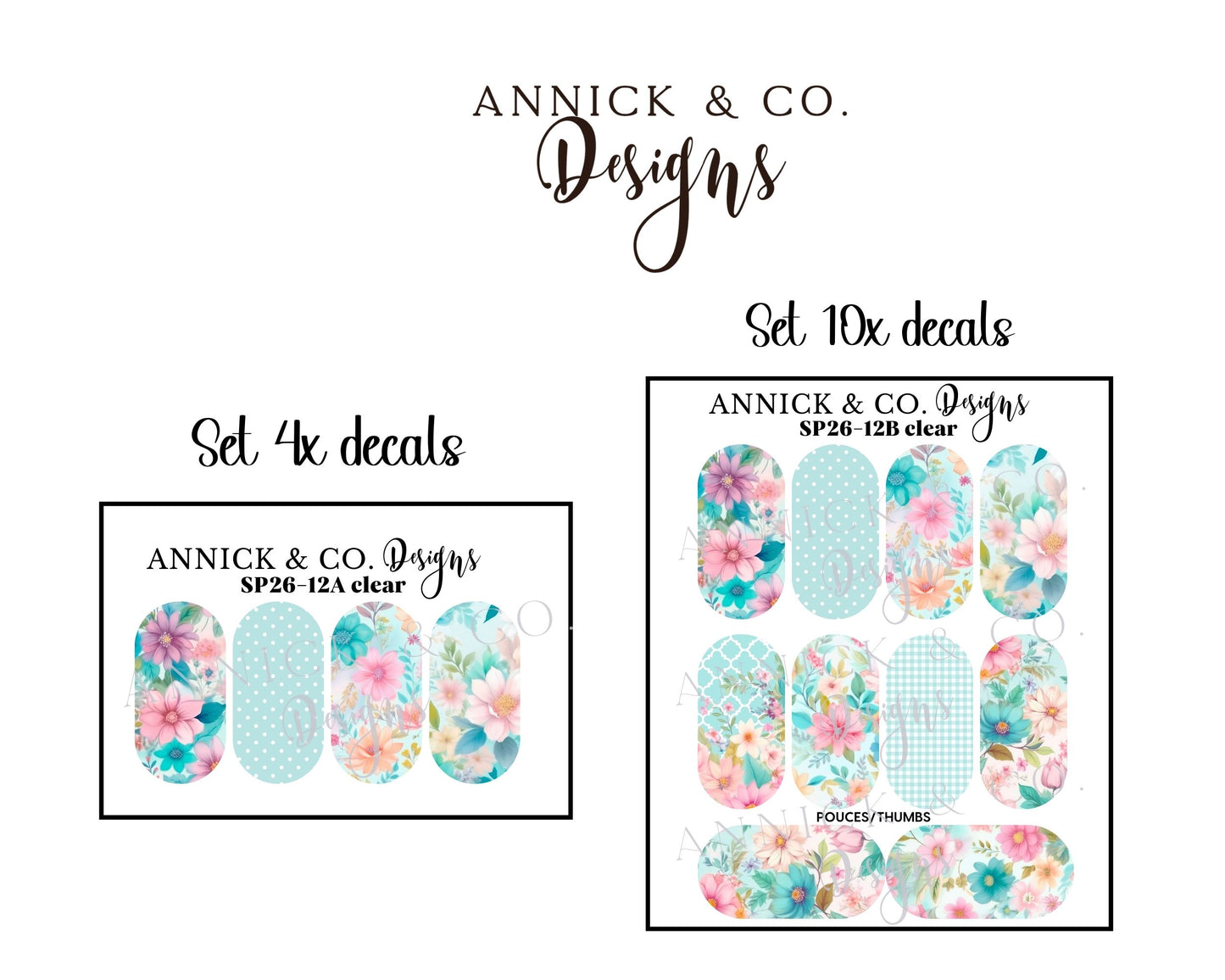 Spring flowers waterslide decals for nails