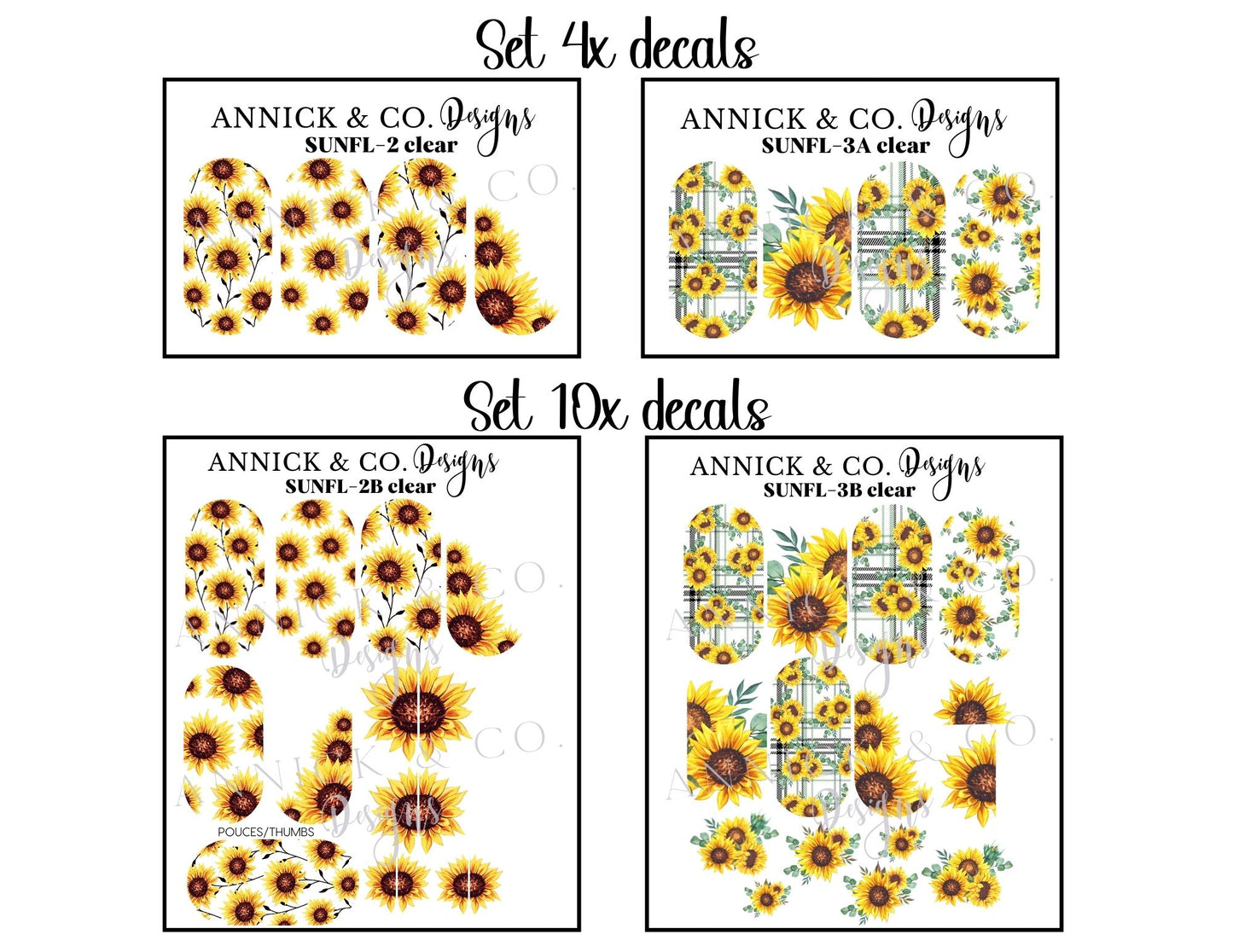 Sunflowers waterslide decals for nails