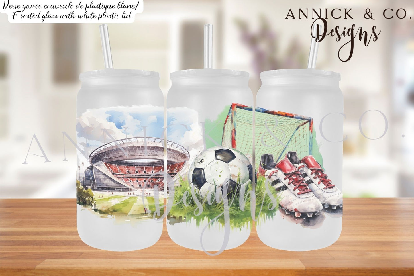 Soccer 16oz Iced Coffee Tumbler or 15oz Frosted Mug