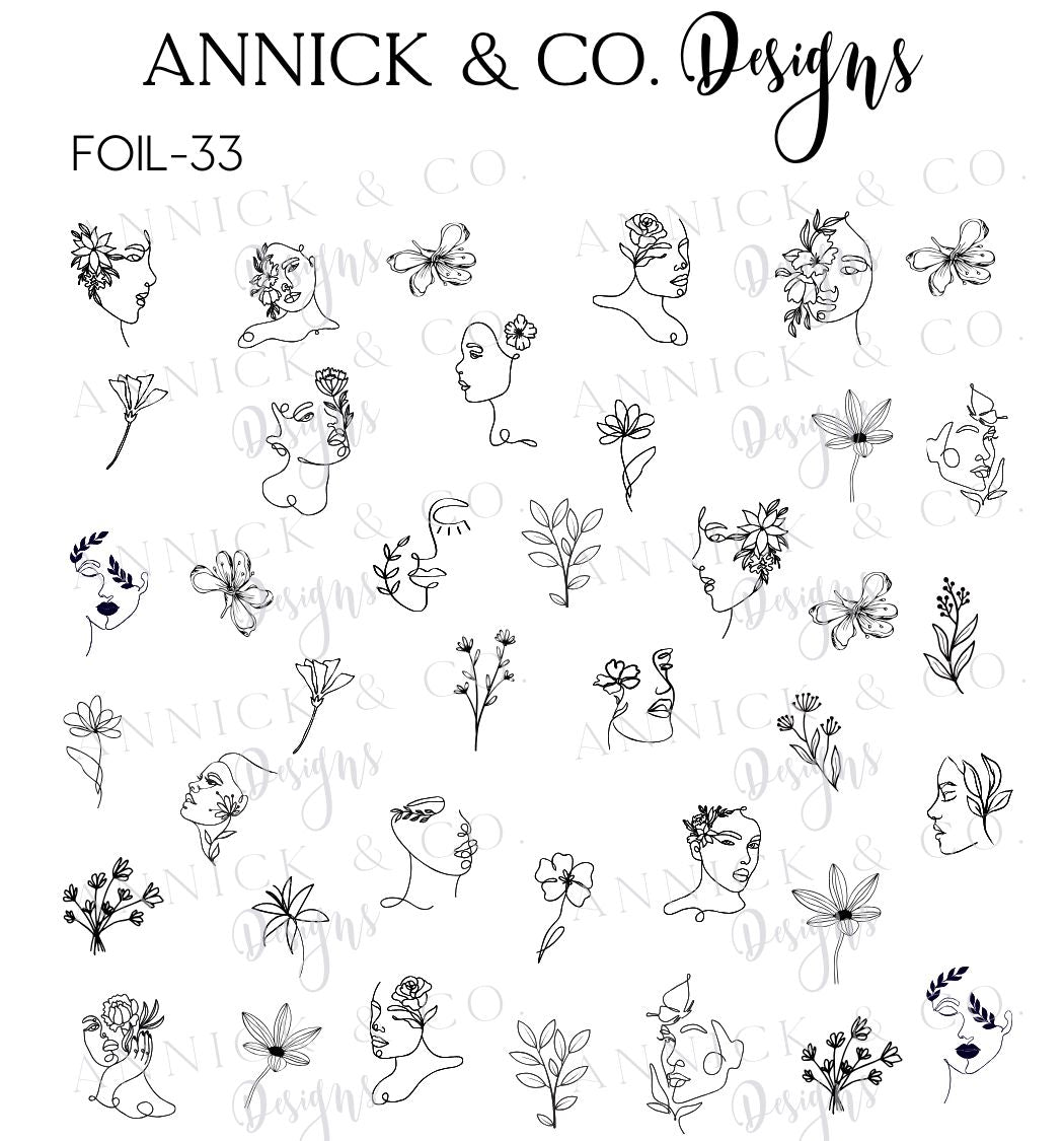Abstract flower Foils decals for nails www.annickco.ca