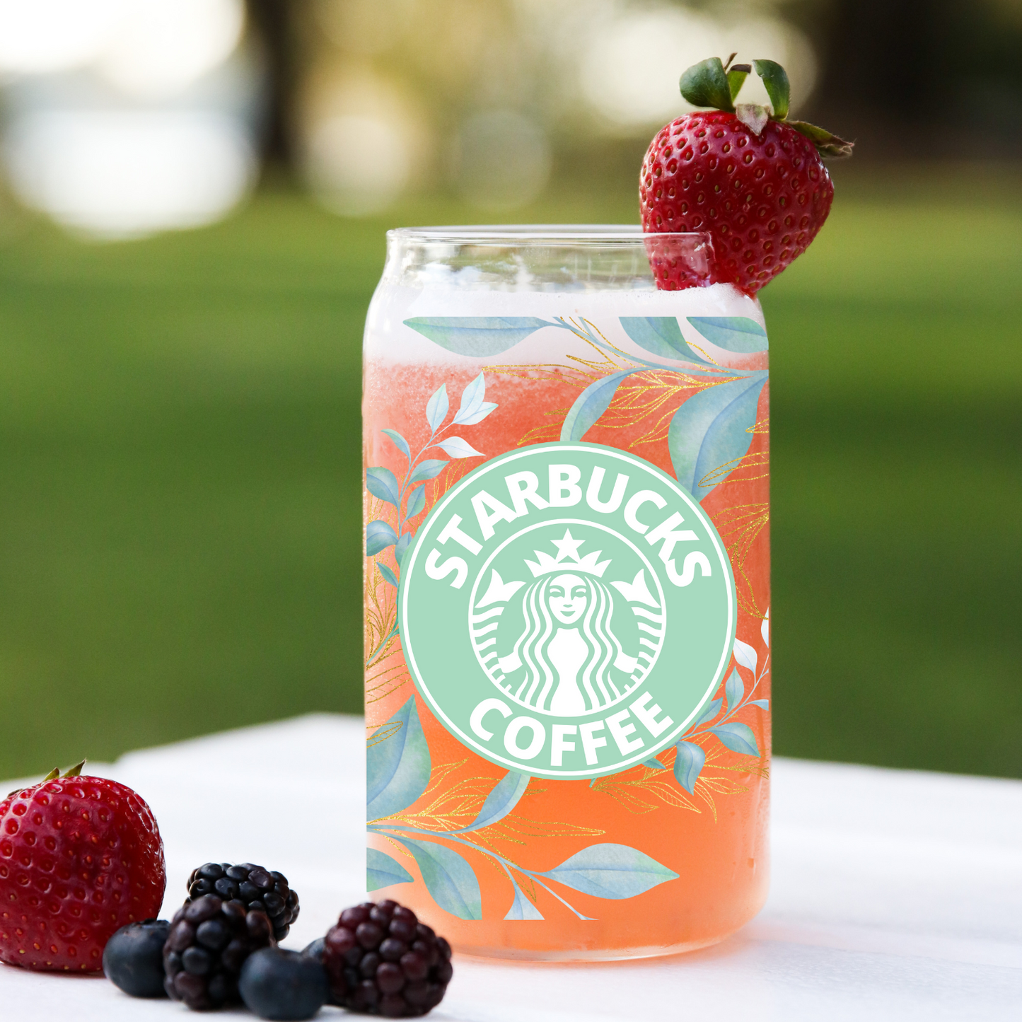 Verre/Gobelet à café glacé feuillage délicat STARBUCK 16oz