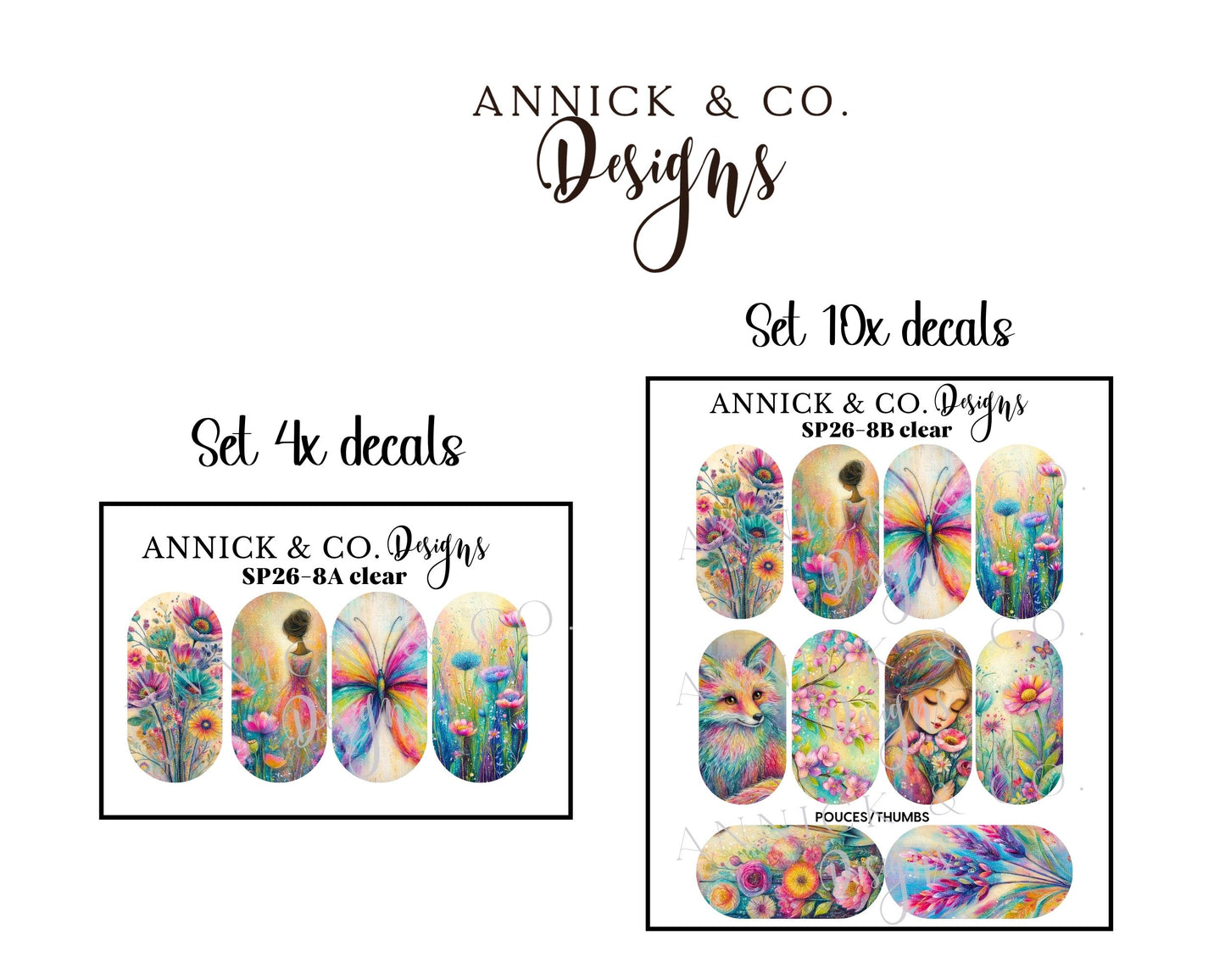 Spring Water Slide Nail Decals, Floral Nail Stickers for Gel Nails, Acrylic Nails & DIY Nail Art