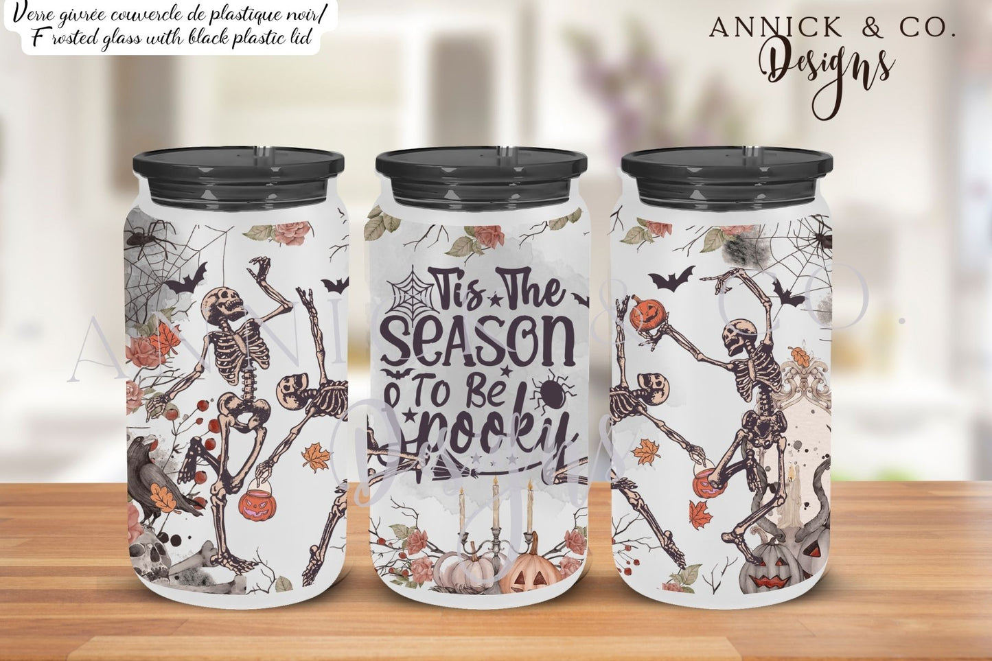 16oz Iced Coffee Tumbler Skeleton be spooky