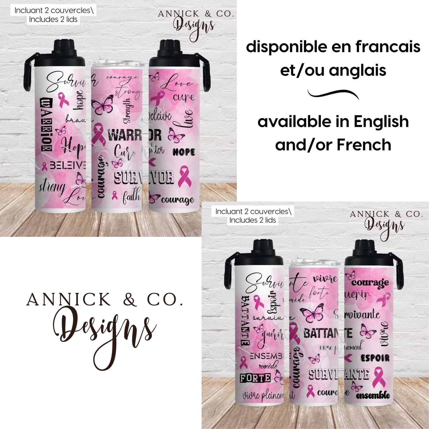 Breast Cancer 20oz 2in1 Sports Bottle/tumbler
