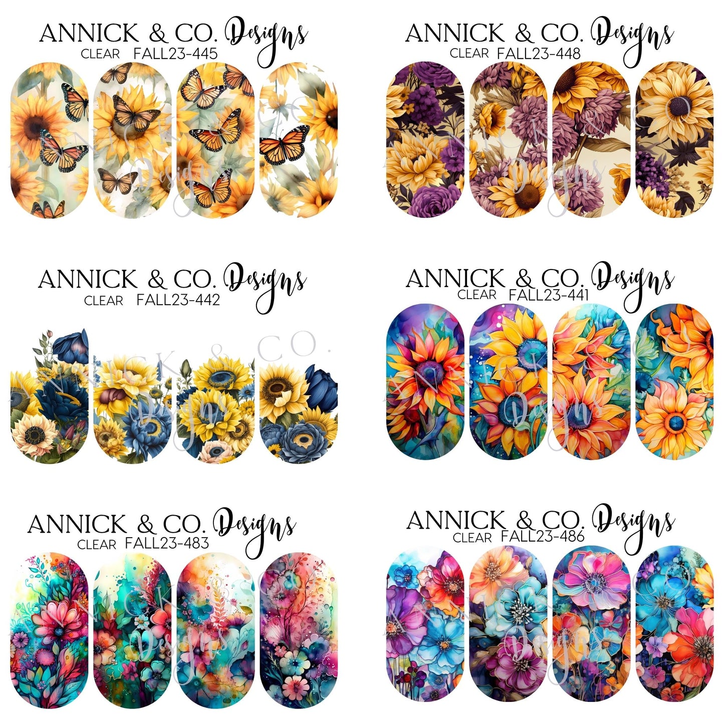 Flowers nails decals www.annickco.ca