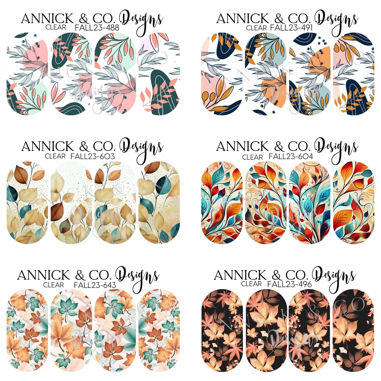 Fall leafs nails decals www.annickco.ca