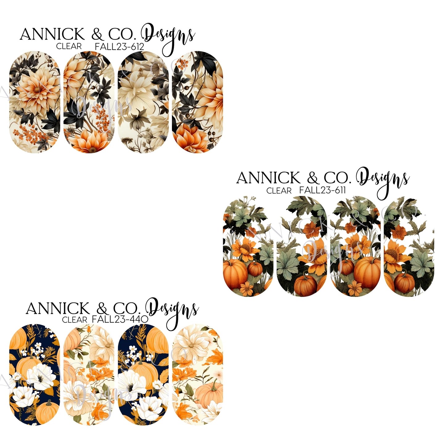 Pumpinks Flowers nails decals www.annickco.ca