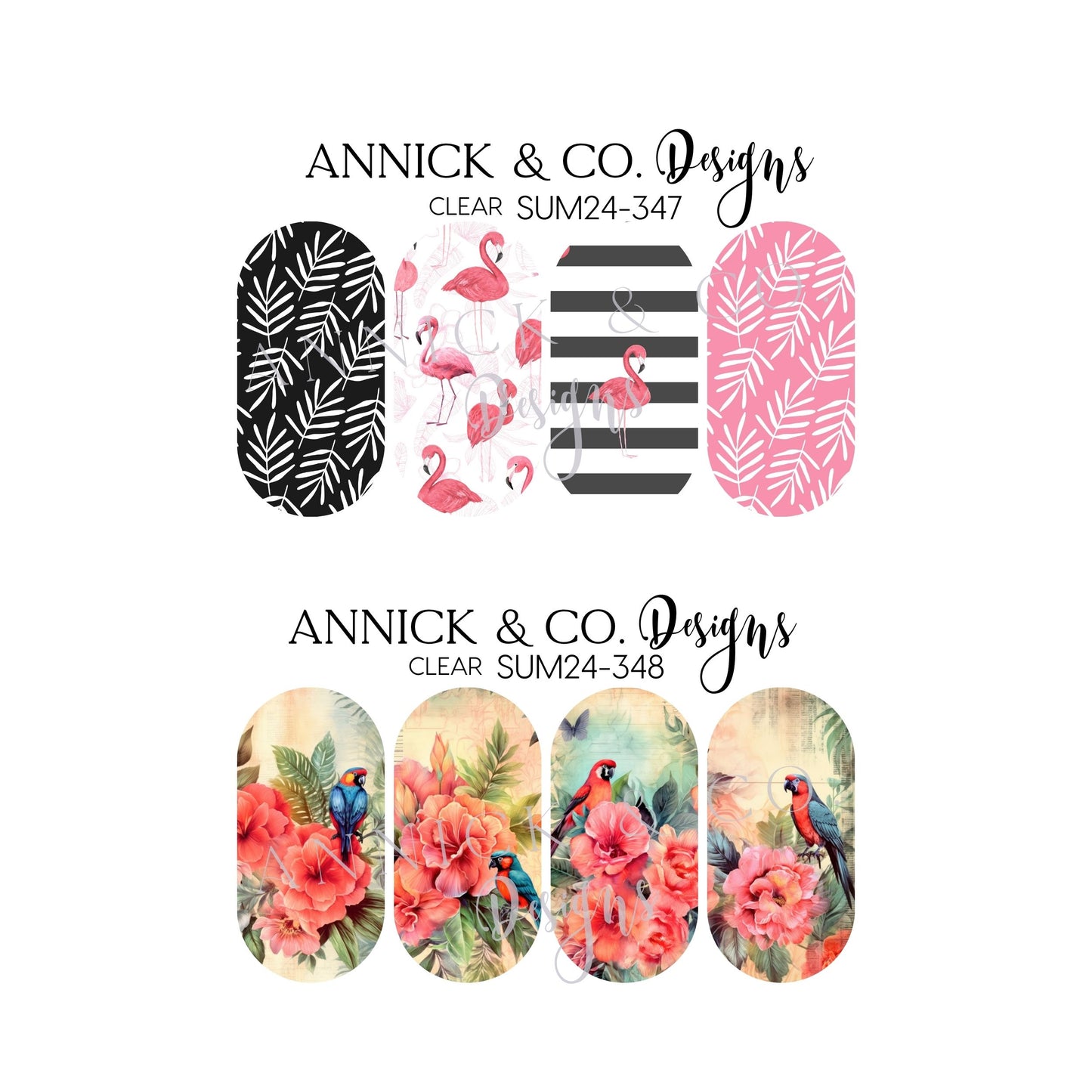 Tropical birds nails decals www.annickco.ca