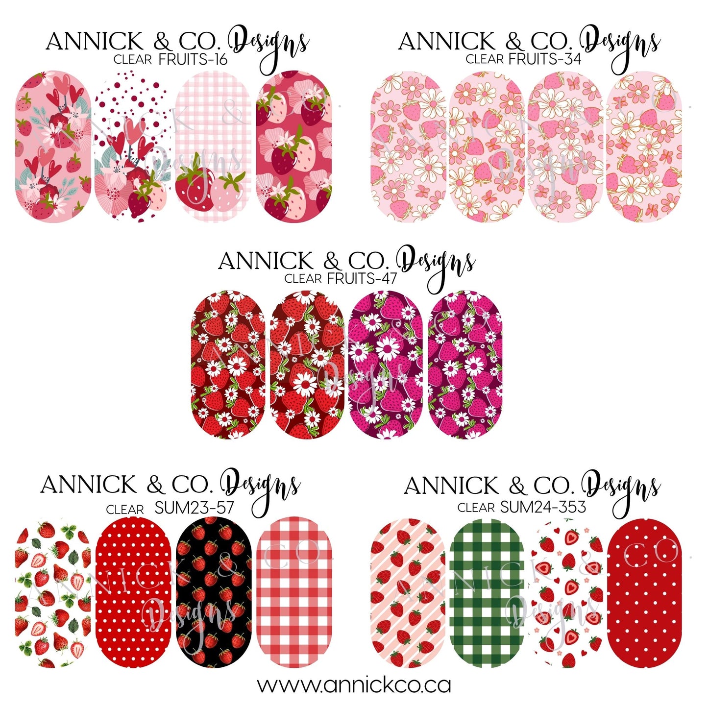 Cute Strawberry nails decals