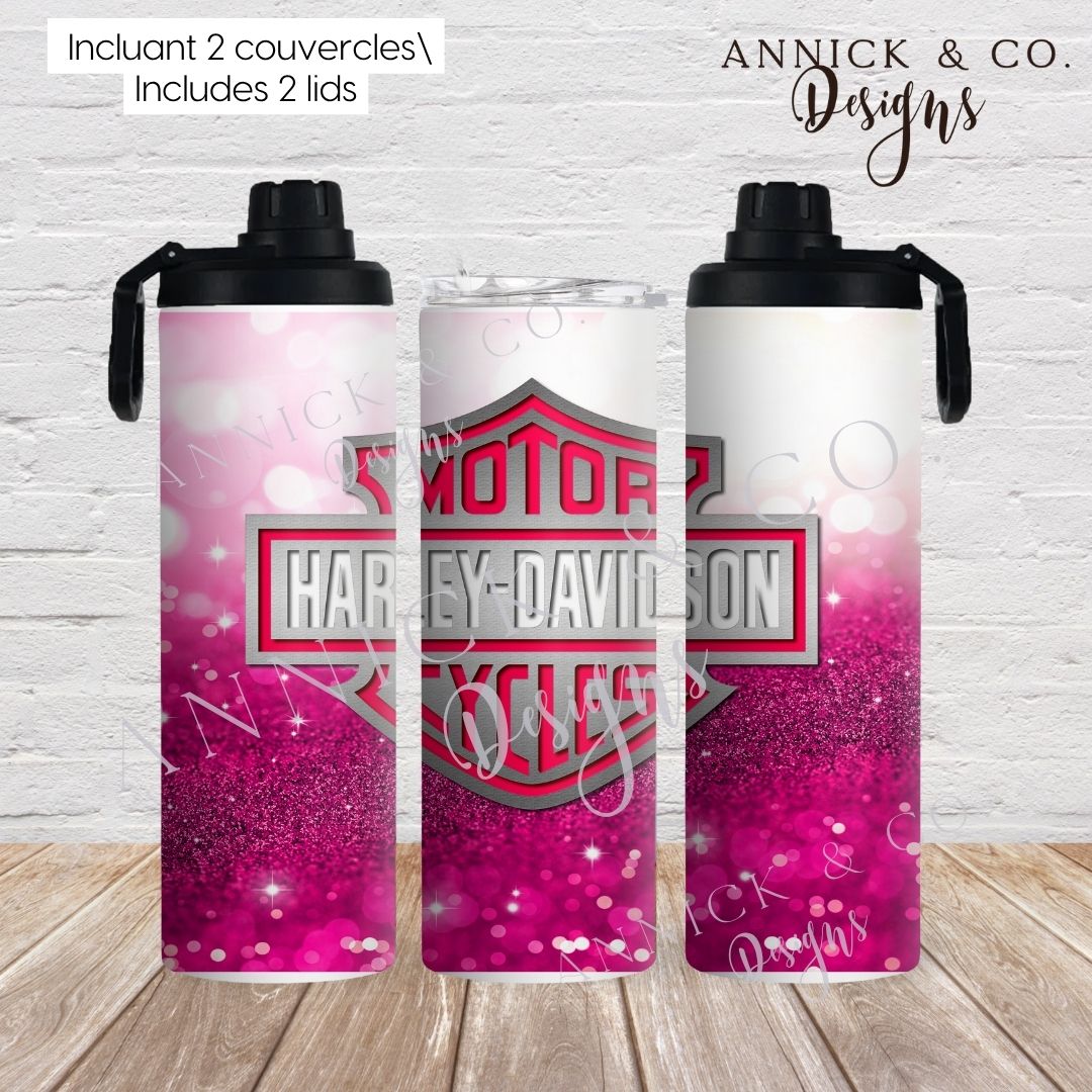 Pink glitter HARLEY DAVIDSON 20oz 2IN1 Sports Bottle