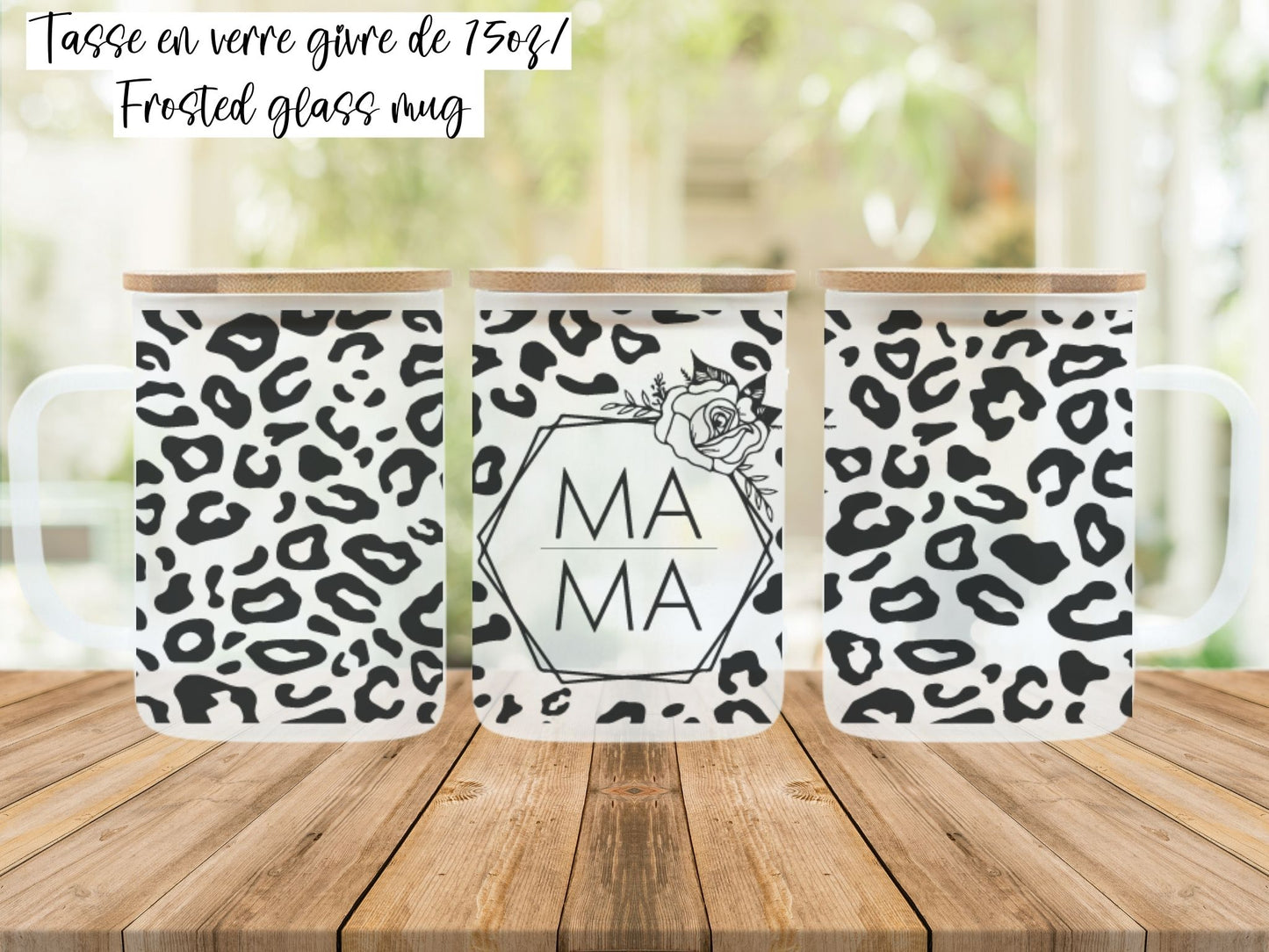 MAMA cheetah print frosted mug www.annickco.ca