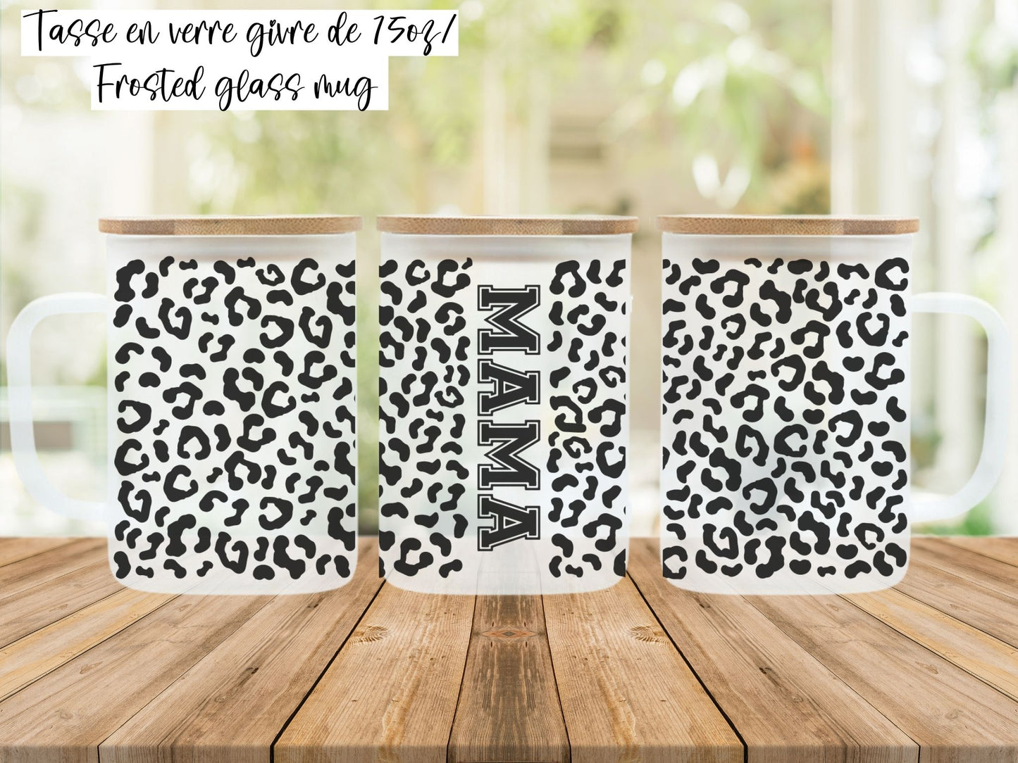 MAMA cheetah print frosted mug www.annickco.ca