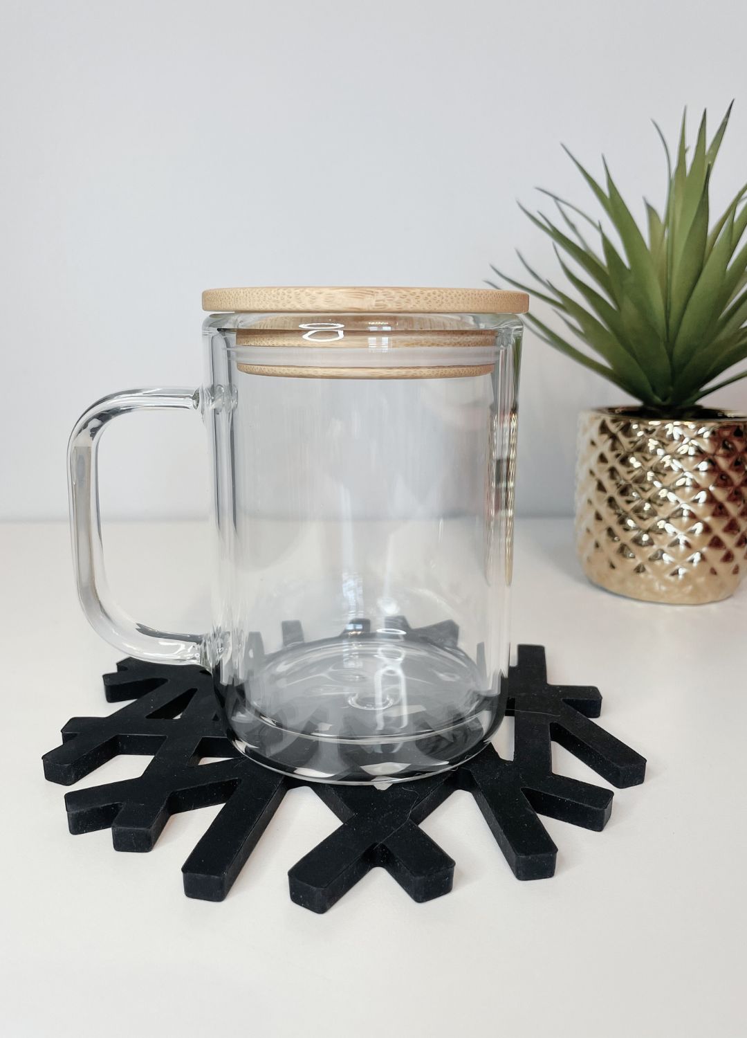 Double walled leopard print mug Love cheetah print 15oz Double wall glass mug